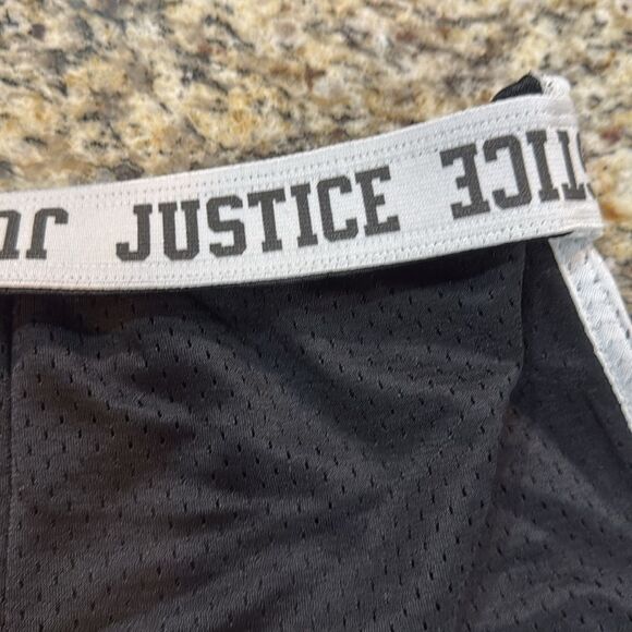 Justice Black and Gray Kids Athletic mesh fold over Shorts - Picture 3 of 4